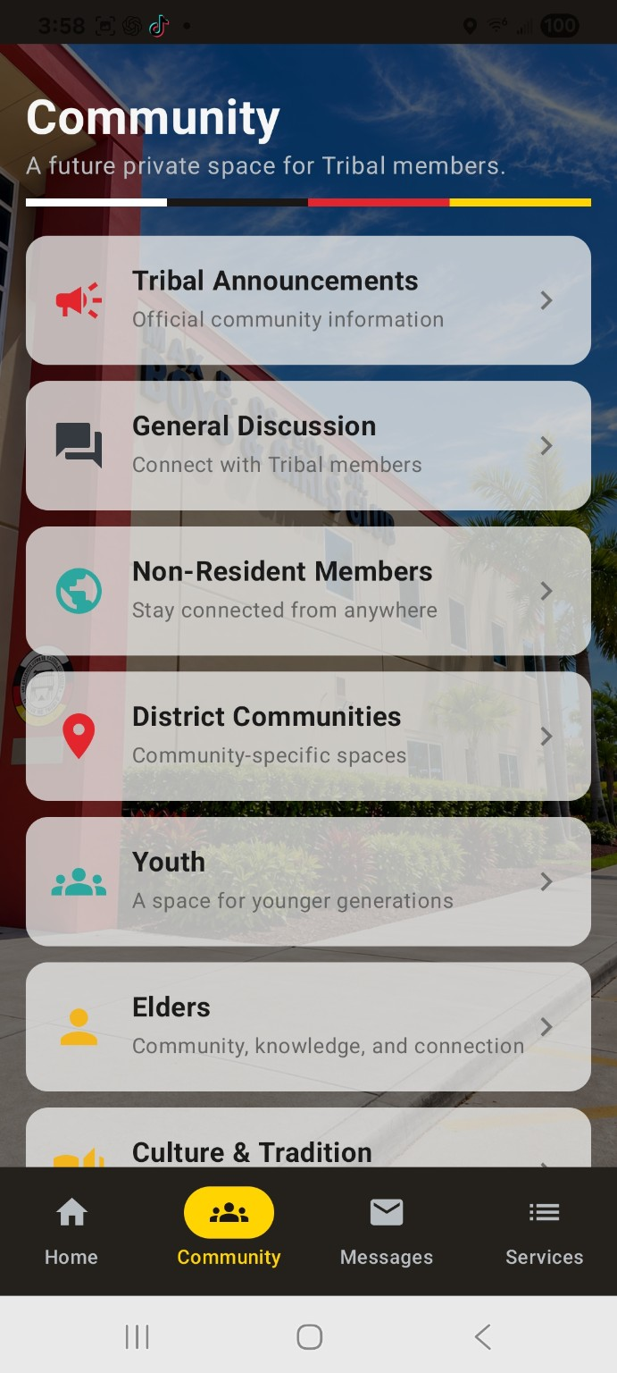 Tribal Member Portal community screen