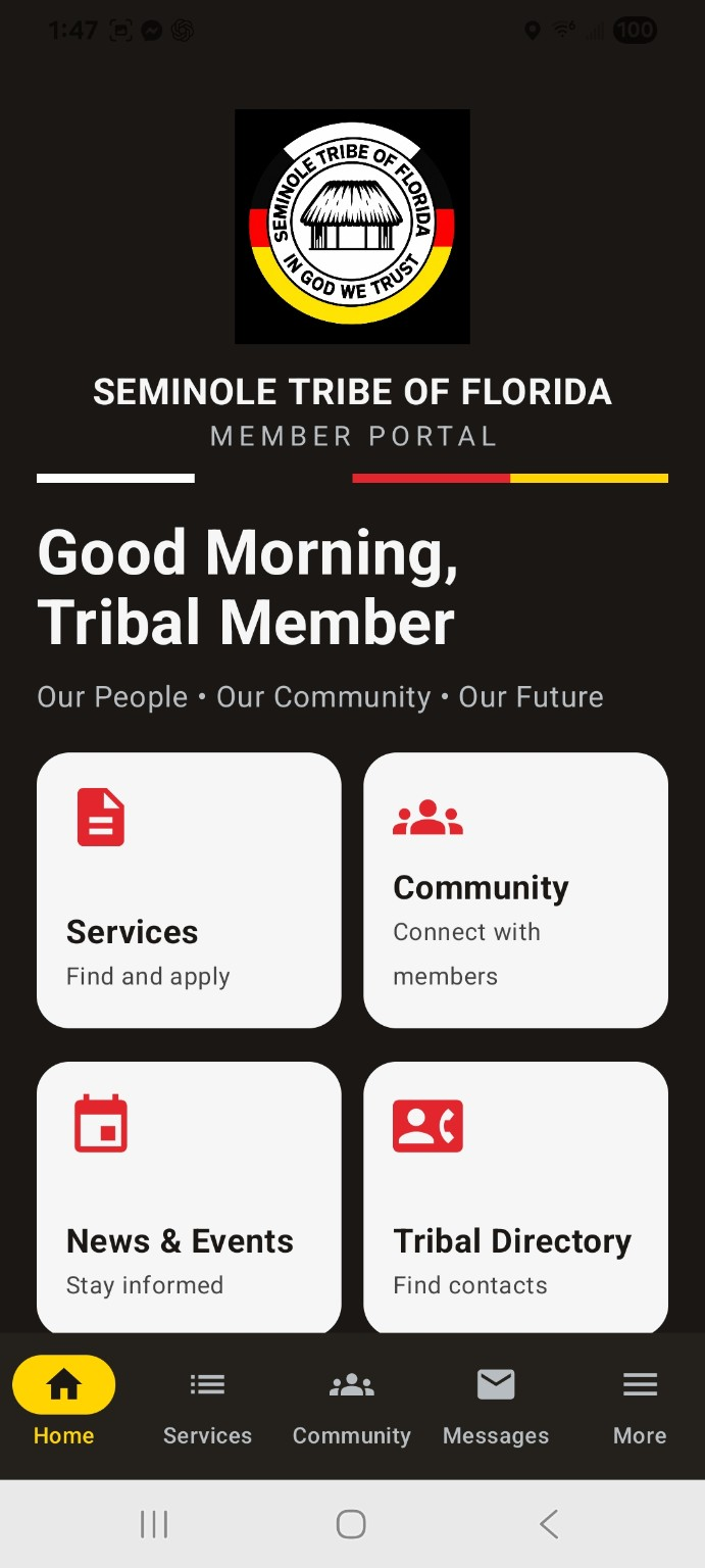 Tribal Member Portal Prototype 0.1 mobile application