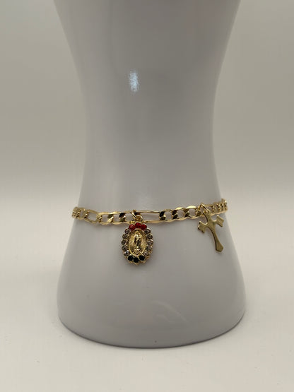 VIRGEN X CROSS BRACELET GOLD PLATED