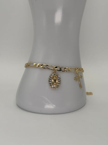 VIRGEN X CROSS BRACELET GOLD PLATED